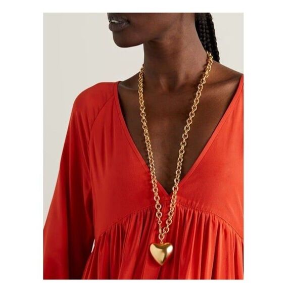 NWOT $155 Roxanne Assoulin The Puffy Heart Necklace in Gold - Picture 1 of 13